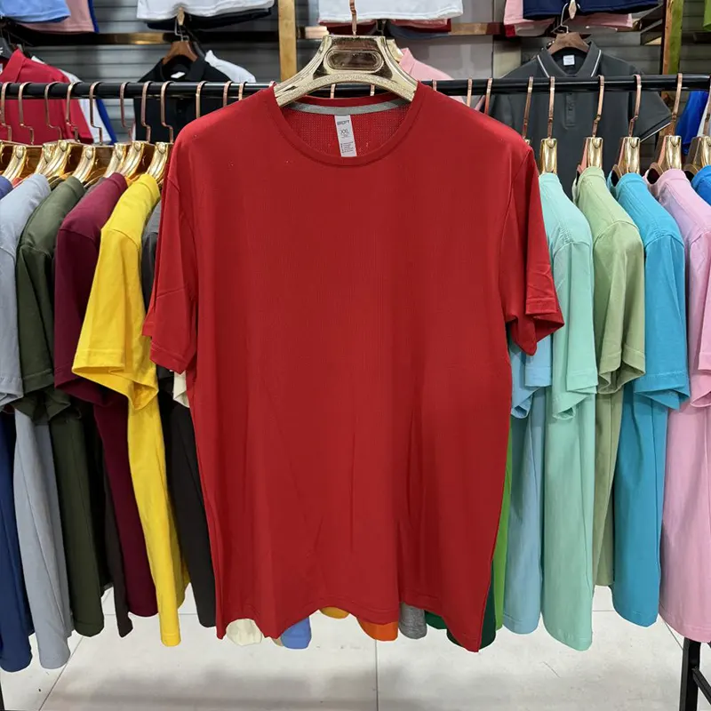oemtshirts.com high quality ready made 100%poly/spandex 180gsm round neck shortsleeve regular fit mesh blank t-shirt wholesale