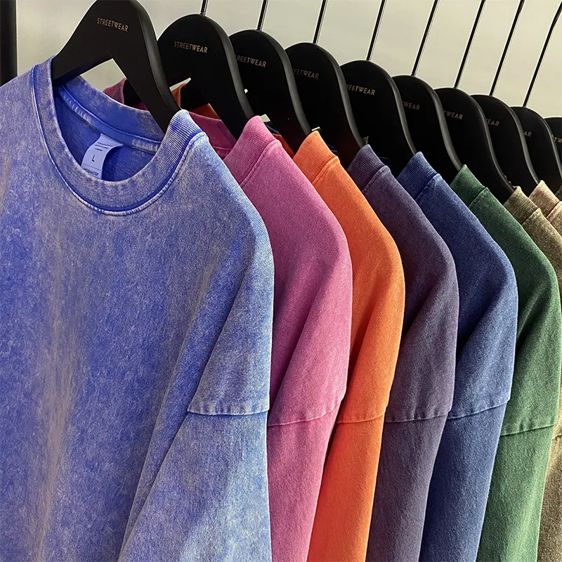 oemtshirts.com high quality ready made 100%cotton 230gsm round neck shortsleeve oversized style washed blank t-shirt wholesale
