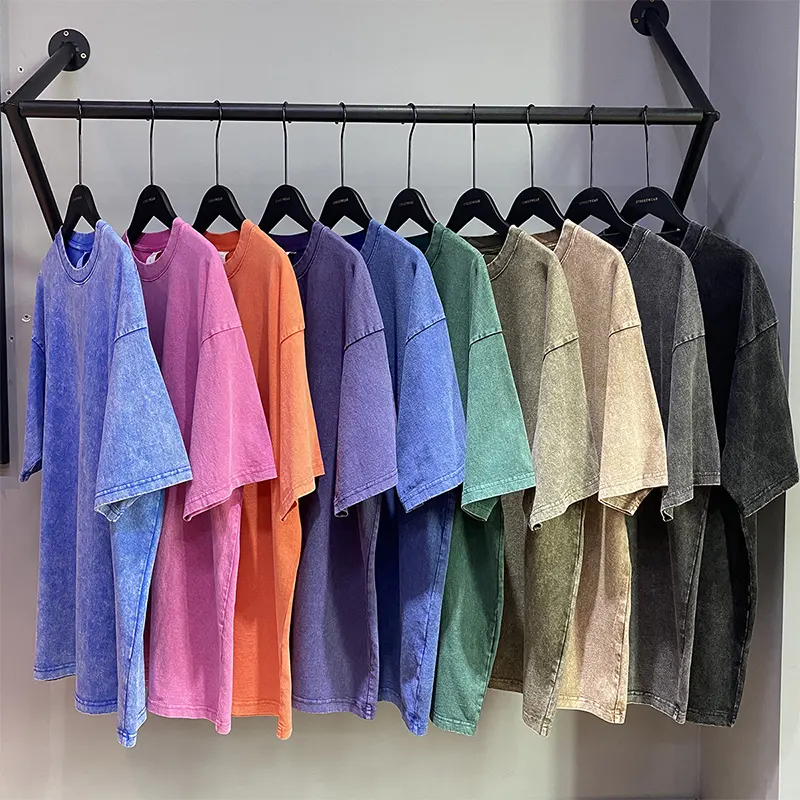 oemtshirts.com high quality ready made 100%cotton 230gsm round neck shortsleeve oversized style washed blank t-shirt wholesale