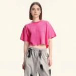 oemtshirts.com high quality ready made 100%cotton 230gsm round neck shortsleeve oversized style crop top blank whashed t-shirt wholesale