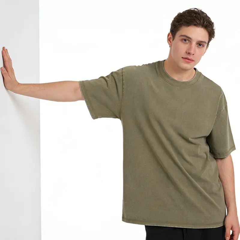 oemtshirts.com high quality ready made 100%cotton 300gsm round neck shortsleeve oversized style washed blank t-shirt wholesale