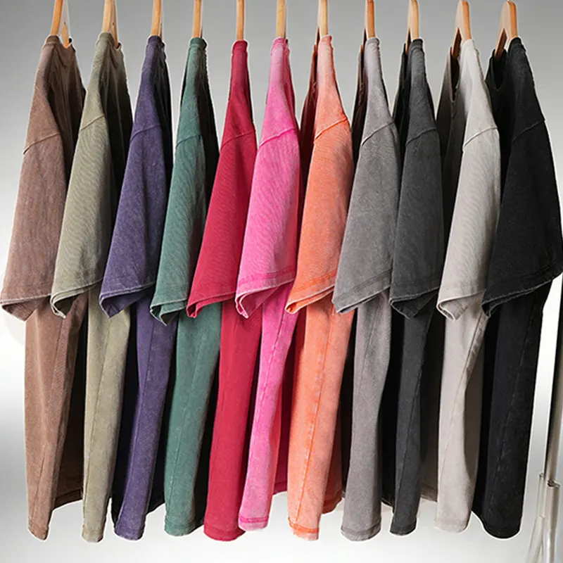 oemtshirts.com high quality ready made 100%cotton 300gsm round neck shortsleeve oversized style washed blank t-shirt wholesale