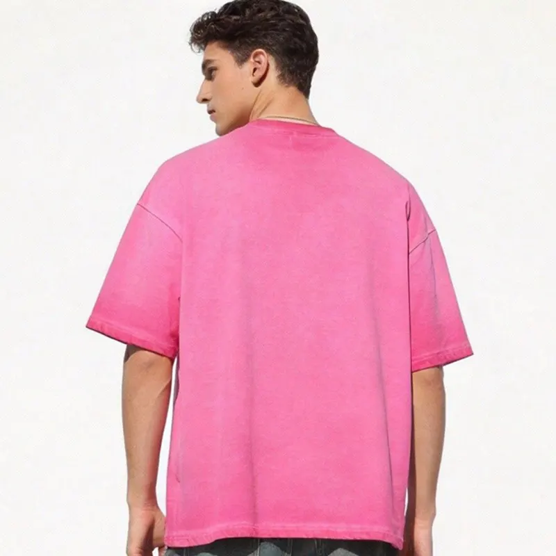 oemtshirts.com high quality ready made 100%cotton 230gsm round neck shortsleeve oversized style blank Ombré t-shirt wholesale