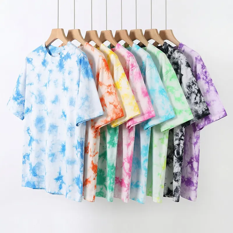 oemtshirts.com high quality ready made 100%cotton 230gsm round neck shortsleeve oversized style tie-dye t-shirt wholesale