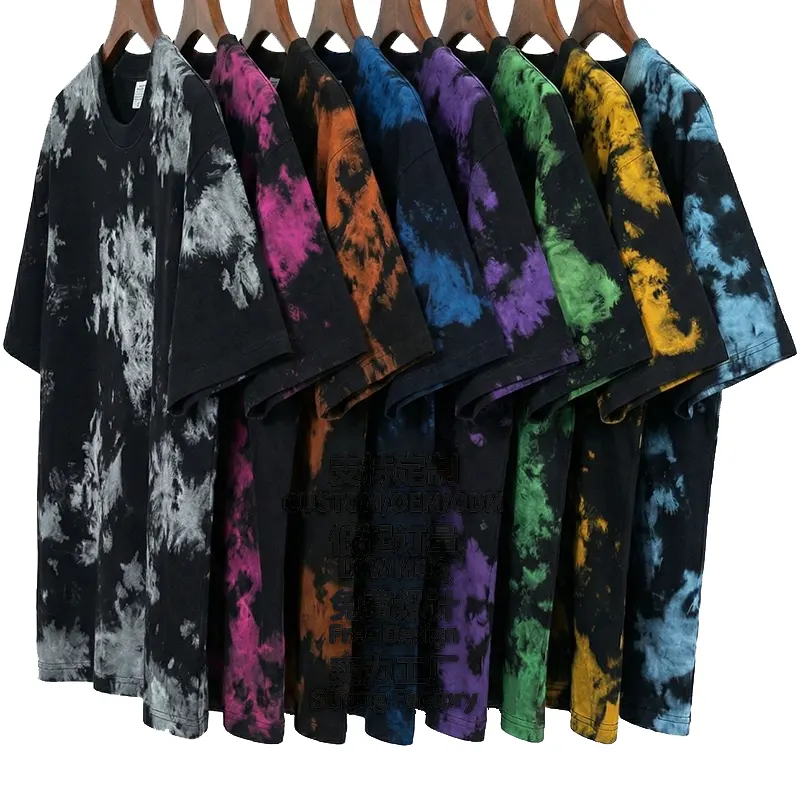 oemtshirts.com high quality ready made 100%cotton 230gsm round neck shortsleeve oversized style tie-dye t-shirt wholesale