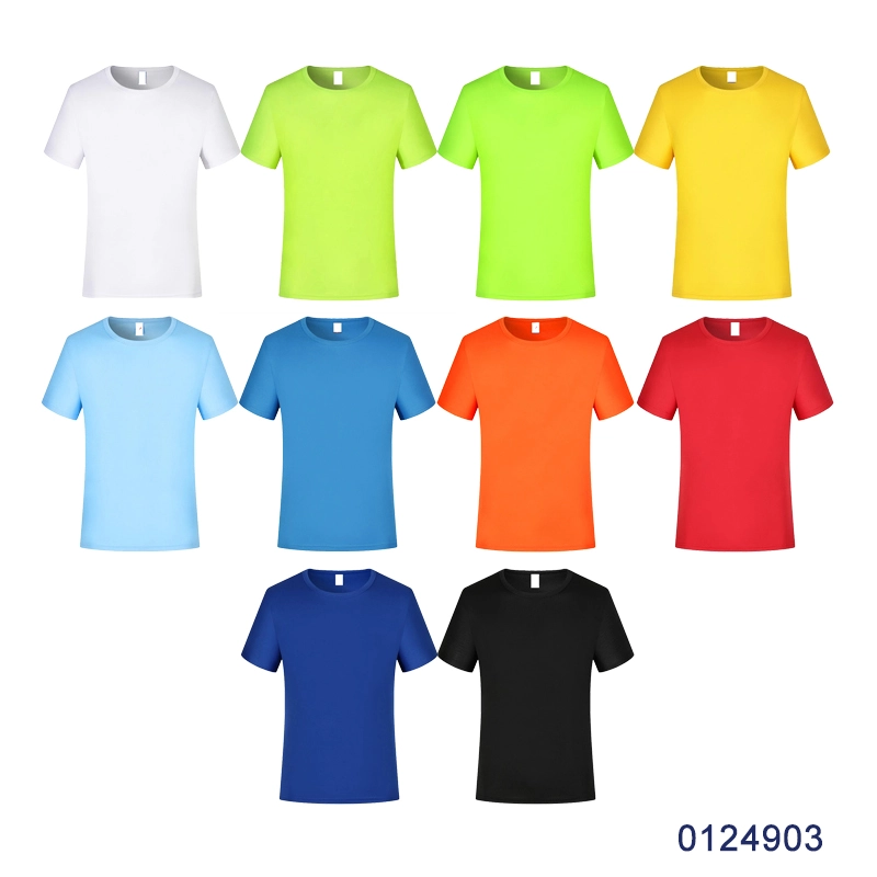 oemtshirts.com high quality ready made 100%polyester 140gsm dry-fit round neck shortsleeve regular fit blank check pattern t-shirt wholesale