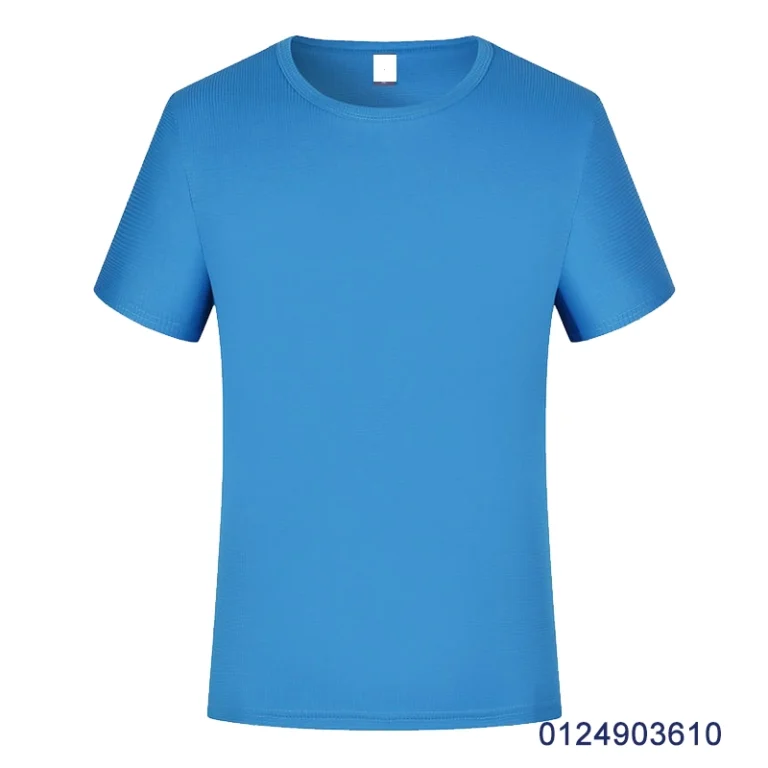 oemtshirts.com high quality ready made 100%polyester 140gsm dry-fit round neck shortsleeve regular fit blank check pattern t-shirt wholesale