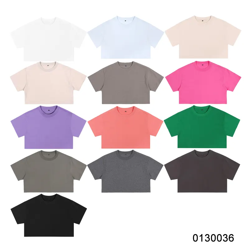 oemtshirts.com high quality ready made 100%cotton 220gsm round neck shortsleeve oversized style crop top blank t-shirt wholesale