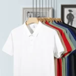 oemtshirts.com high quality ready made 100%polyester imitation cotton 200gsm pique fabric ribbed cuff shortsleeve blank polo shirt wholesale