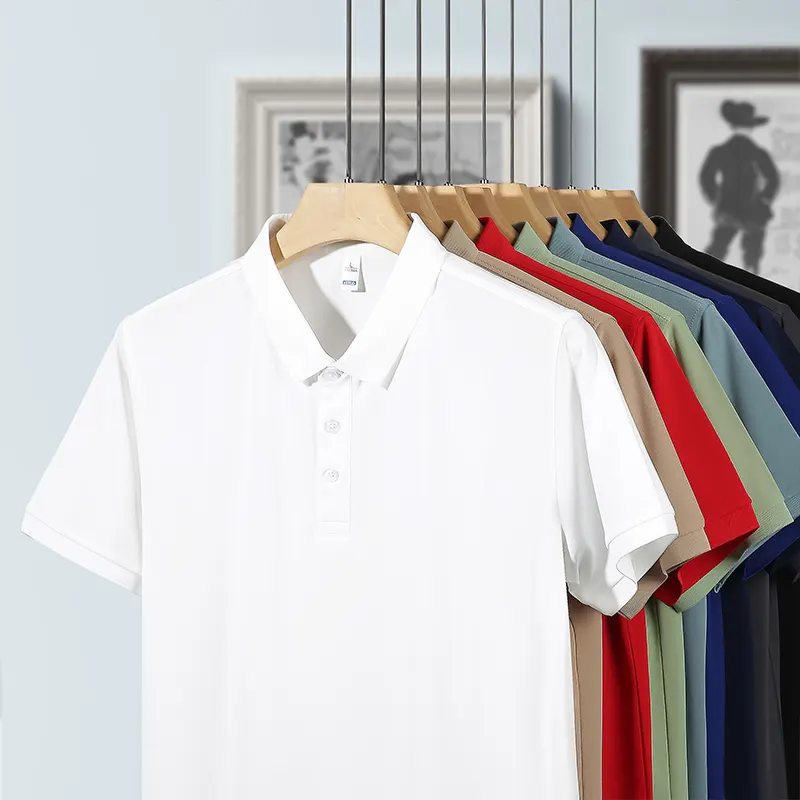 oemtshirts.com high quality ready made 100%polyester imitation cotton 200gsm pique fabric ribbed cuff shortsleeve blank polo shirt wholesale