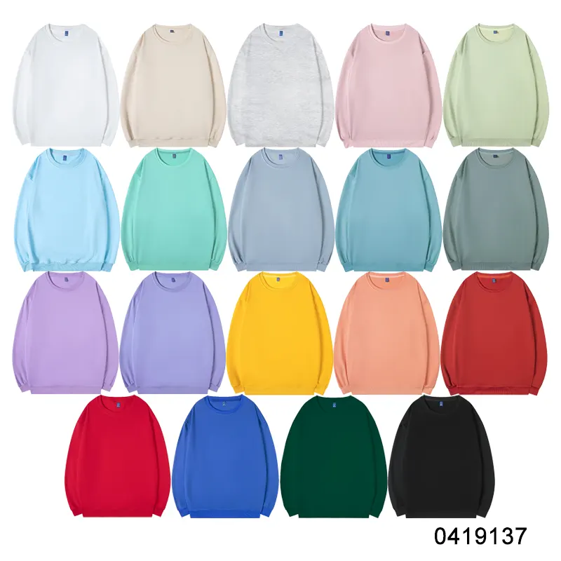 100%polyester 260gsm thin French Terry fabric long sleeve round neck sweater wholesale - Image 2