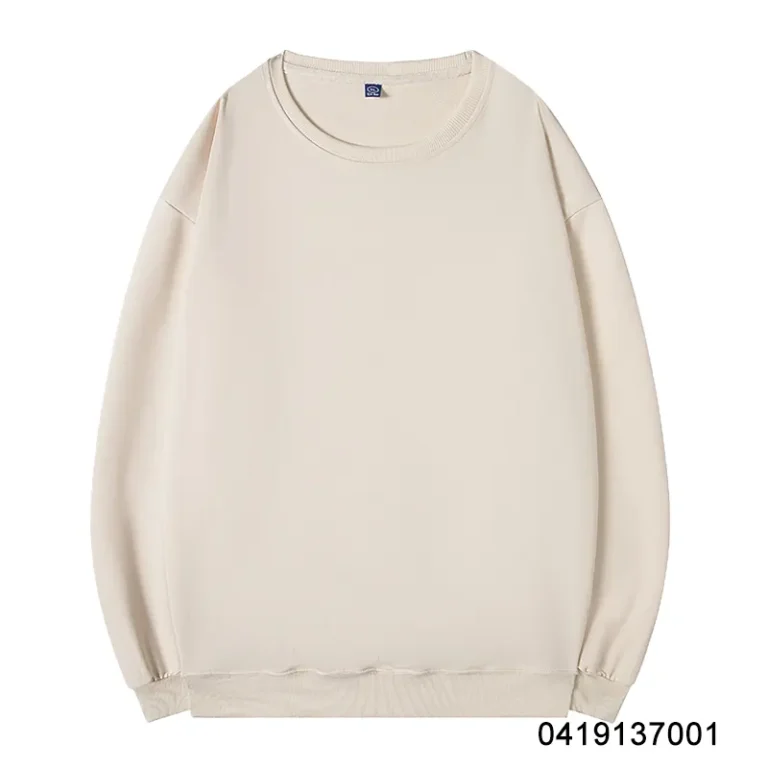 100%polyester 260gsm thin French Terry fabric long sleeve round neck sweater wholesale