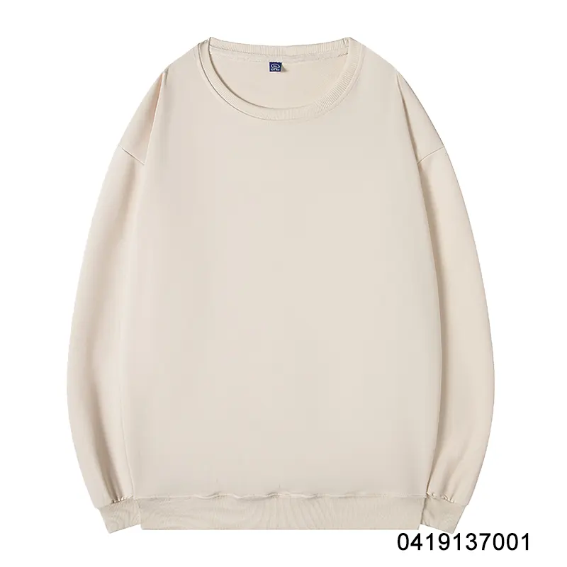 100%polyester 260gsm thin French Terry fabric long sleeve round neck sweater wholesale