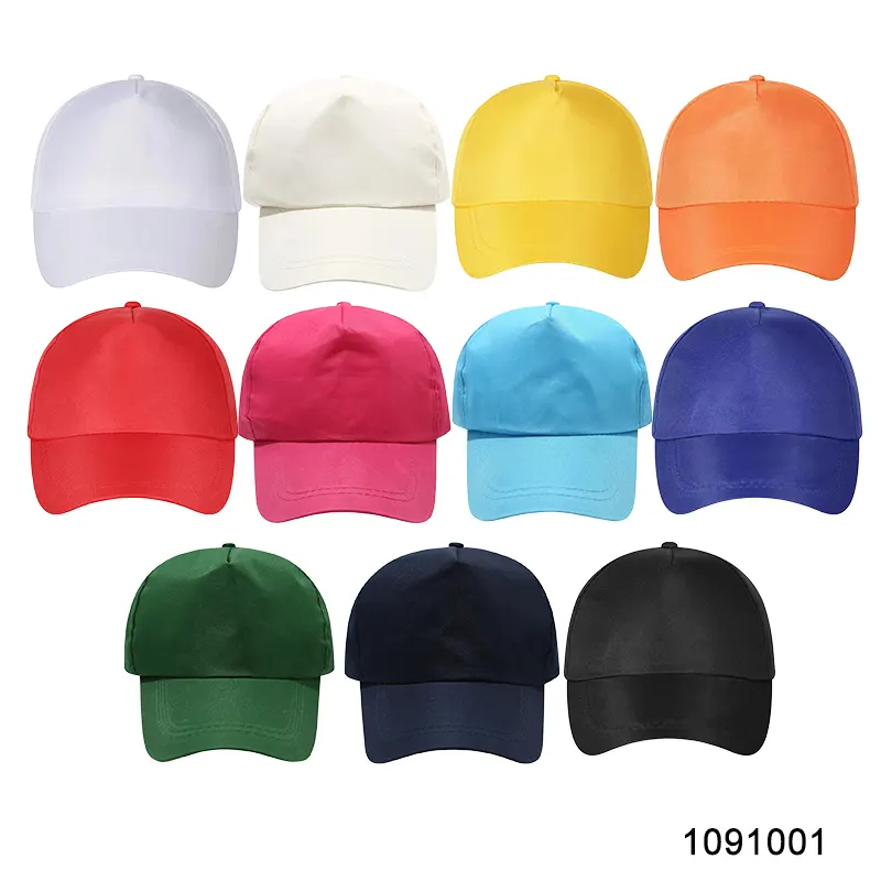 100% polyester twill blank baseball cap — full color collection showing all 11 colorways