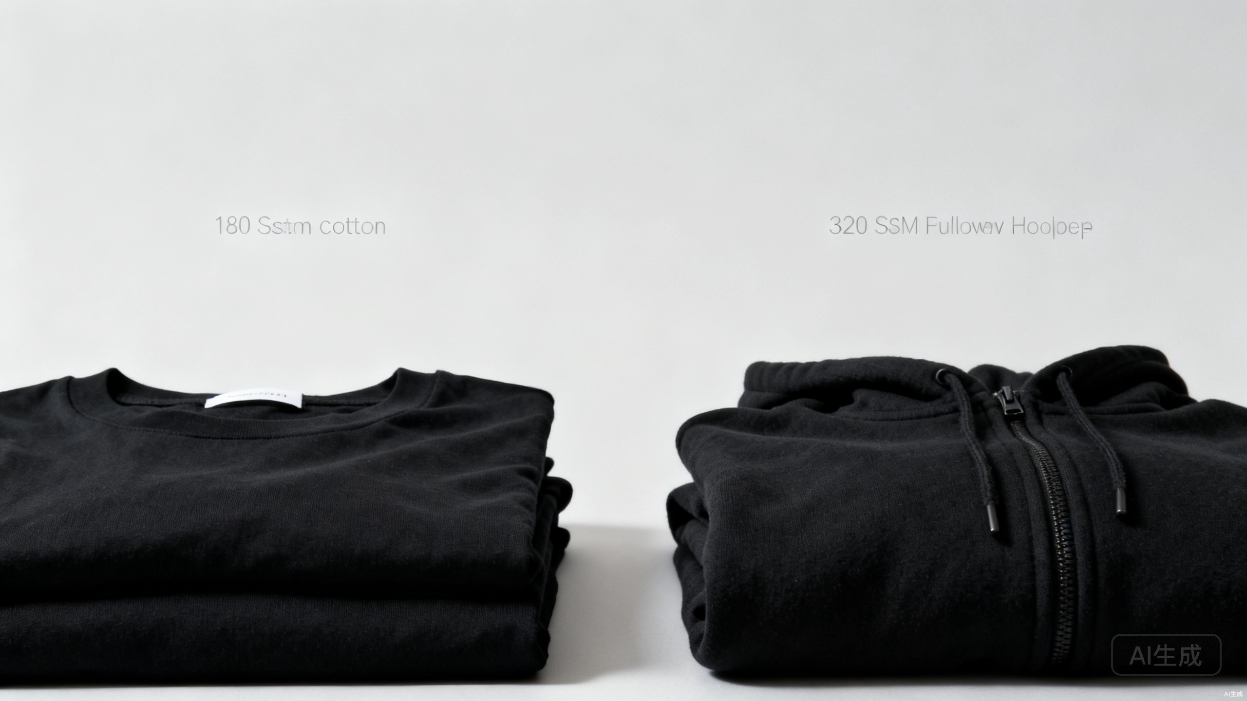 Side-by-side comparison of custom printed t-shirts and custom embroidered hoodies for brand merchandise on a clean white background