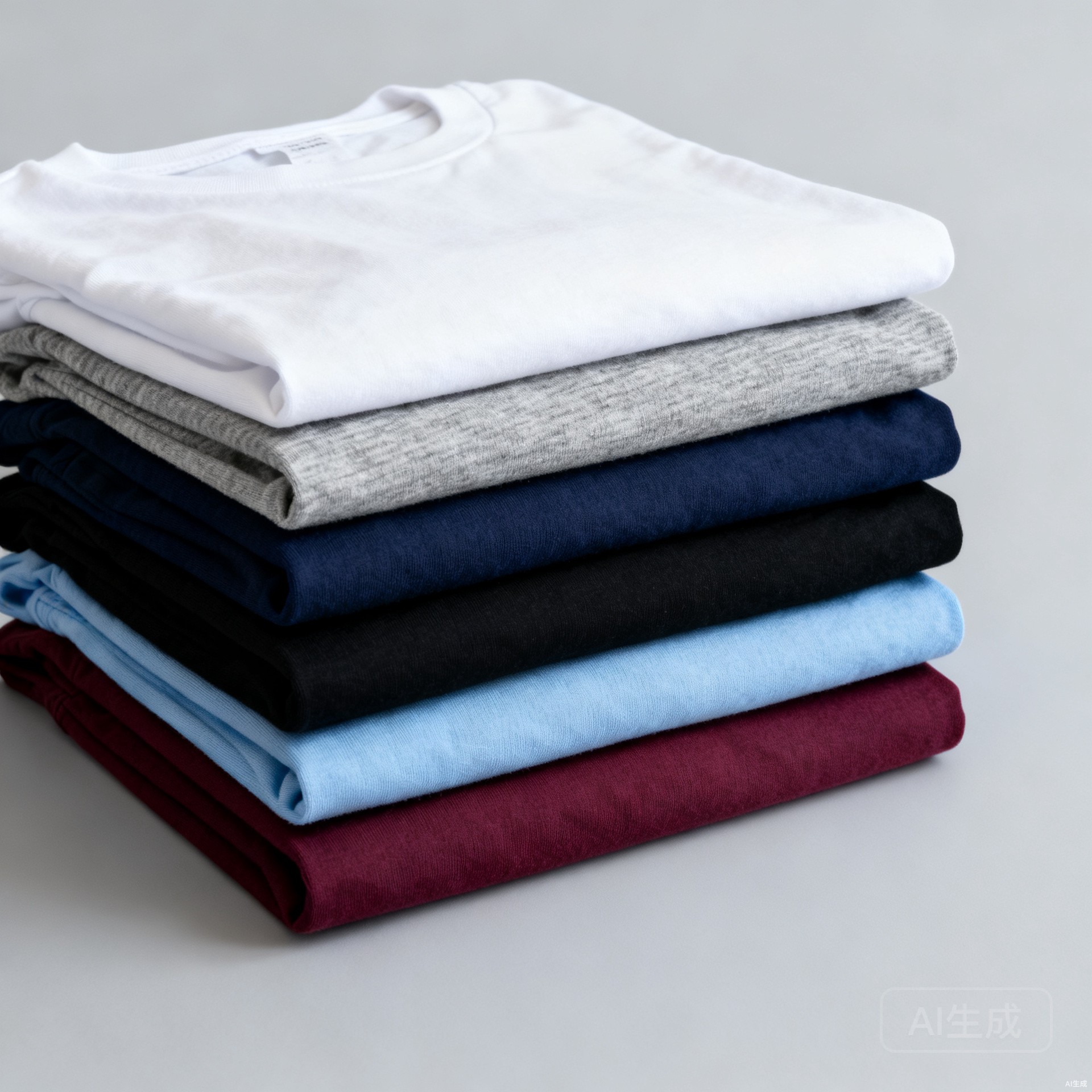 Stack of custom printed cotton t-shirts in assorted colors showing screen print and DTG decoration techniques