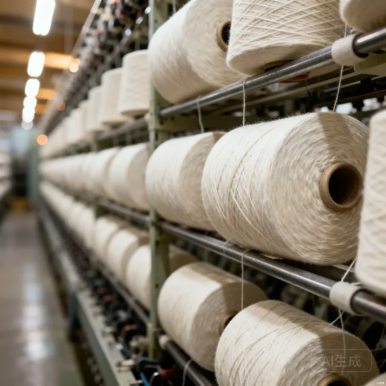Cones of clean combed cotton yarn in a spinning mill